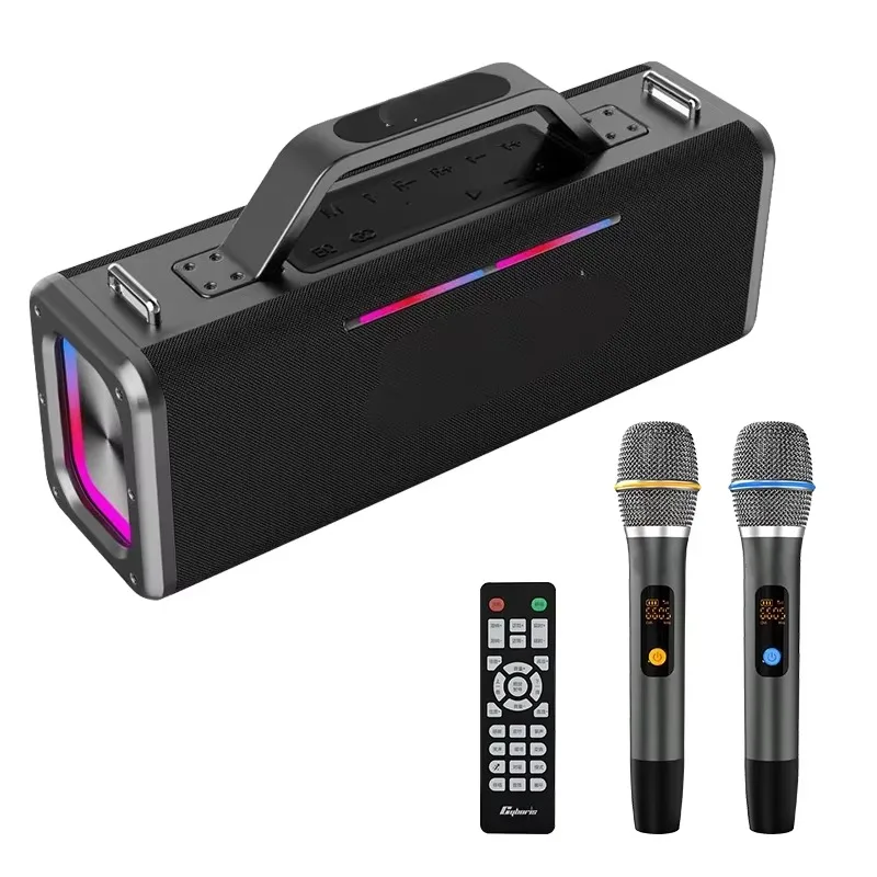 High-End 200W Portable Wireless Speakers with RGB LED Machine Microphone PA System for Home Use