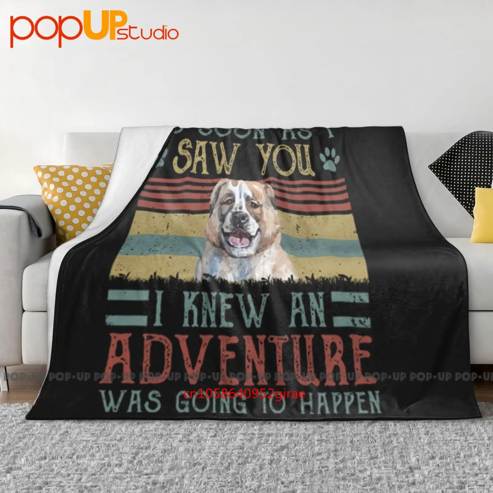 Perro mamá papá Alabai regalo para amante de los perros manta ultrasuave edredón funda de sofá de invierno fundas de cama