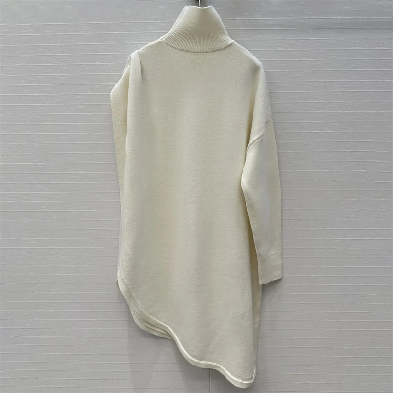 Damestrui Nieuwe elastische gebreide slim-fit top met lange mouwen voor de herfst van 2022, trui met hoge hals, wolmix, coltrui voor dames