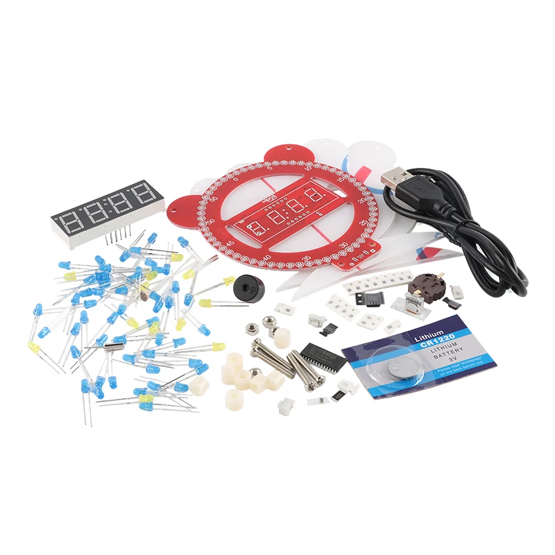 Little Bear Four-Digit Rotating Digital Clock Kit Light-Sensor Temperature Alarm Clock 51 Microcontroller DIY