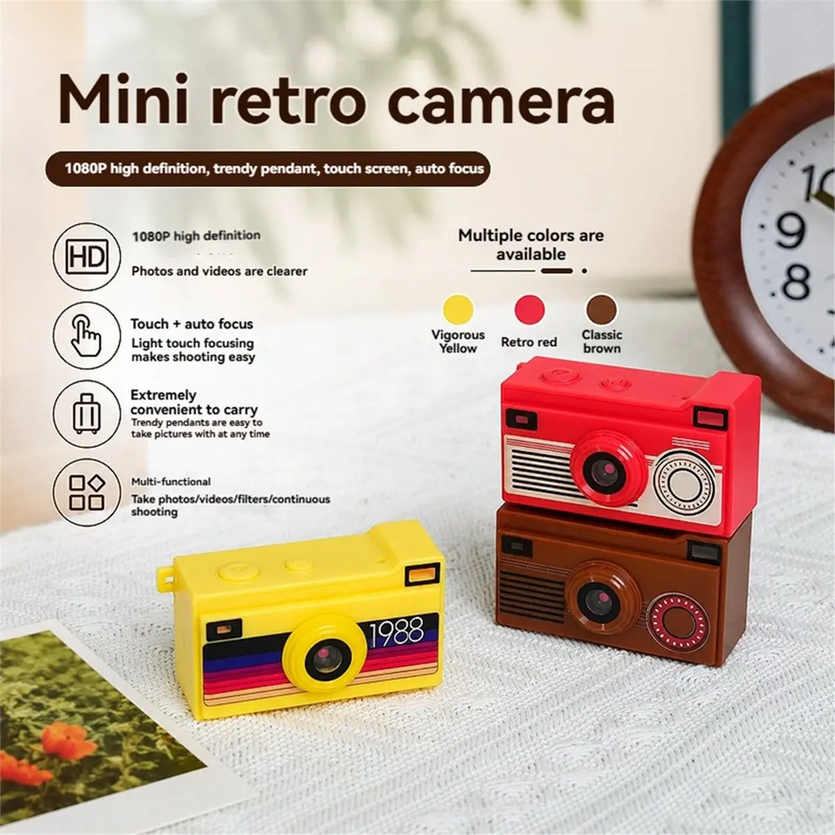 K800 Thumb Digital Camera 12MP 1080P Touch Screen Keychain Camera Portable Pocket Camcorder Video Recorder with Flash A