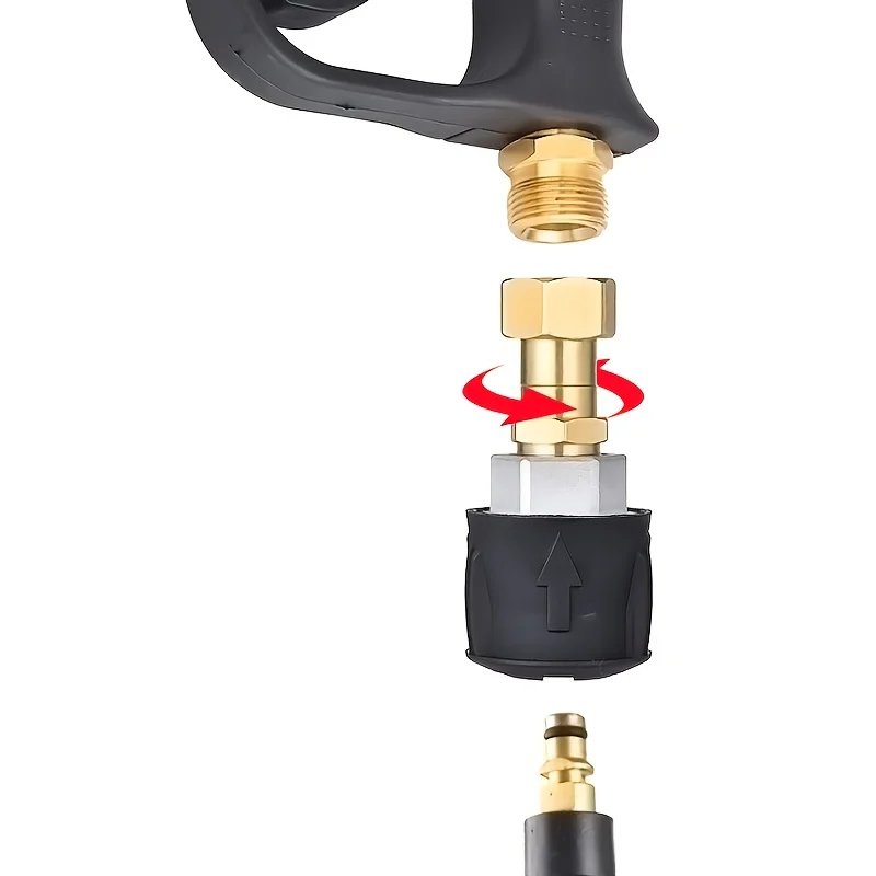 High Pressure Water Gun with 360° Swivel Nozzle, Durable Plastic, Brass and Plastic Connectors, Anti-Tangle Car Wash Adapter