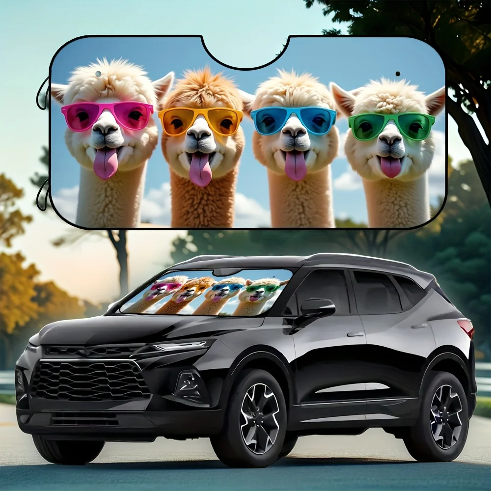 

1pc, Llama Windshield Sun Shade, Funny Animal Design, Blocks Rays, Keeps Your Vehicle Cool And Safe, Easy To Install For Cars, T
