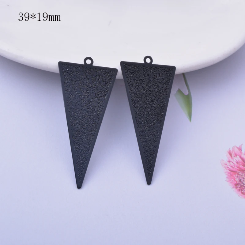 6pcs Brass Black Red Triangle Charms Big Pendant  DIY Making Earring Jewelry Findings