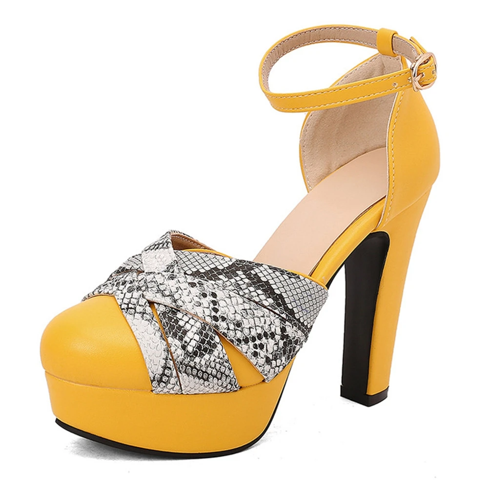 

High Heels Sandals Women Round Toe Ankle Buckle Strap Party Dress Wedding Workwear Lady Platform Sandals Oversized Big 50 338-65