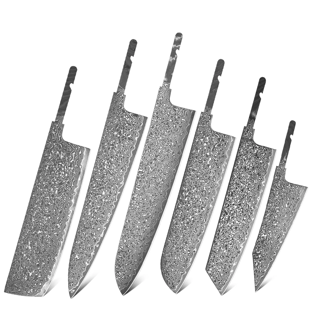 Turwho 1-5pcs DIY Kochmesser Kiritsuke Nakiri Utility Küchenmesser Set DIY Damaskus Stahl VG10 Klinge halbfertige Messer Rohling