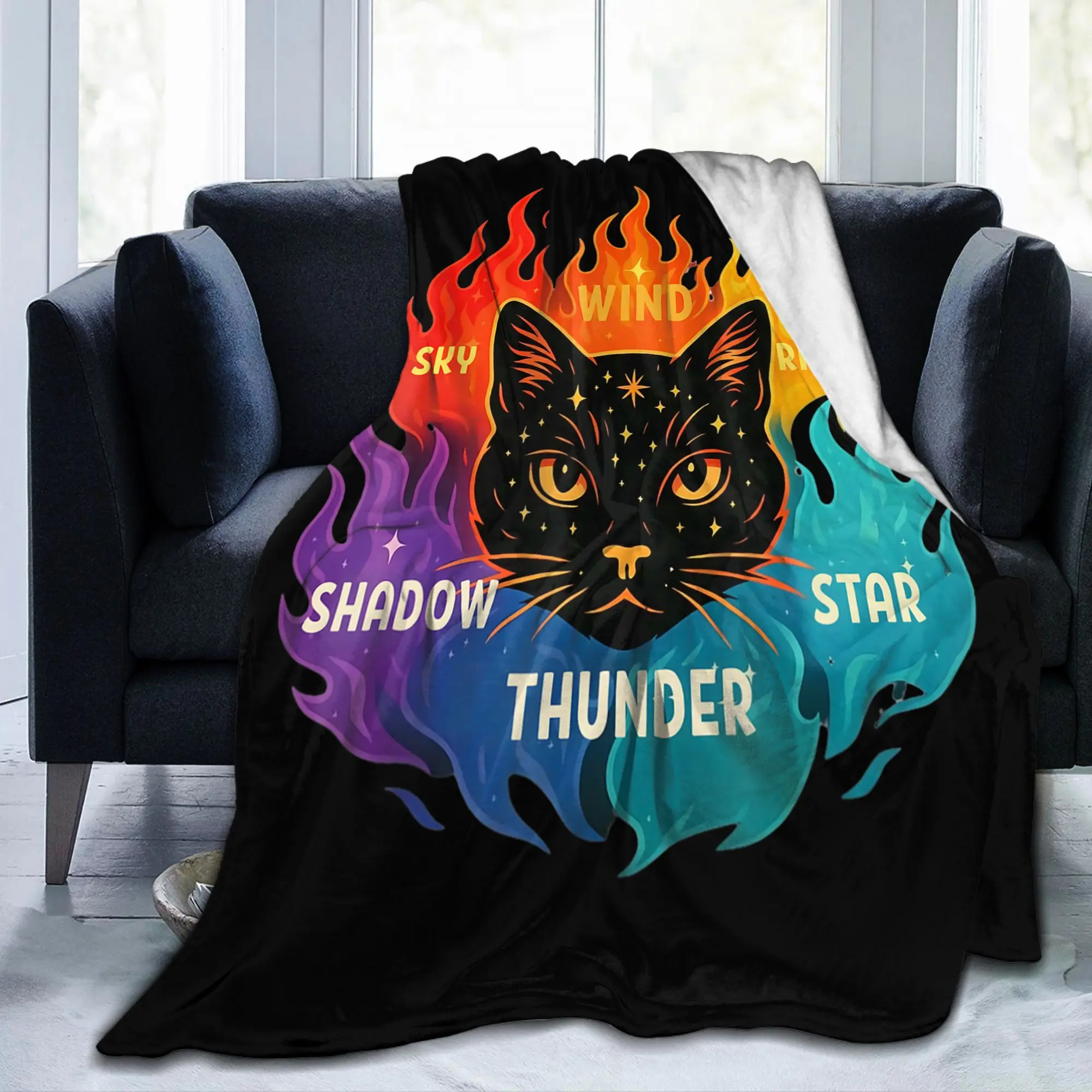 Warriors Wind Shadow Thunder Sky Cat Knitted Blankets FireStar Flannel Bedding Throw Blanket Bedroom Printed Decoration Portable