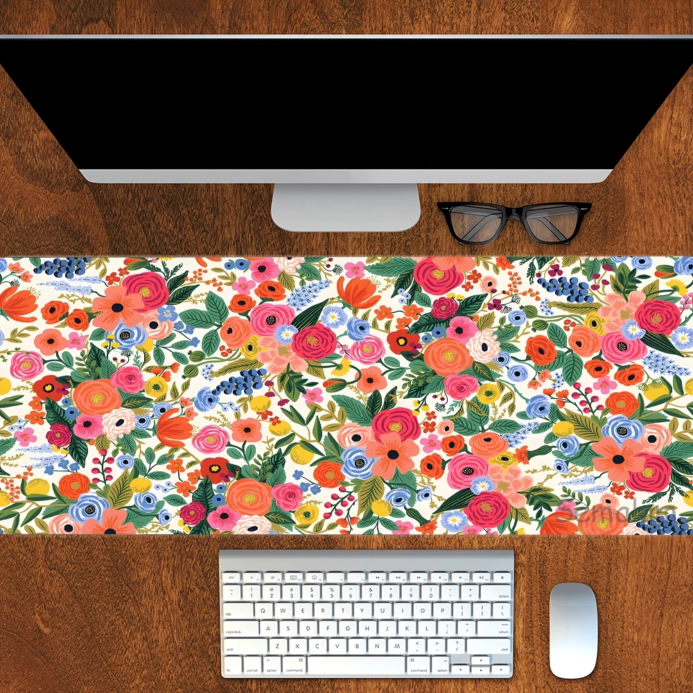 

1pc Bohemia Style Red flower Mouse Pad Plant Pattern Design Gaming Mousepads Rubber Base Pads Art Desk Mat for Home and Office