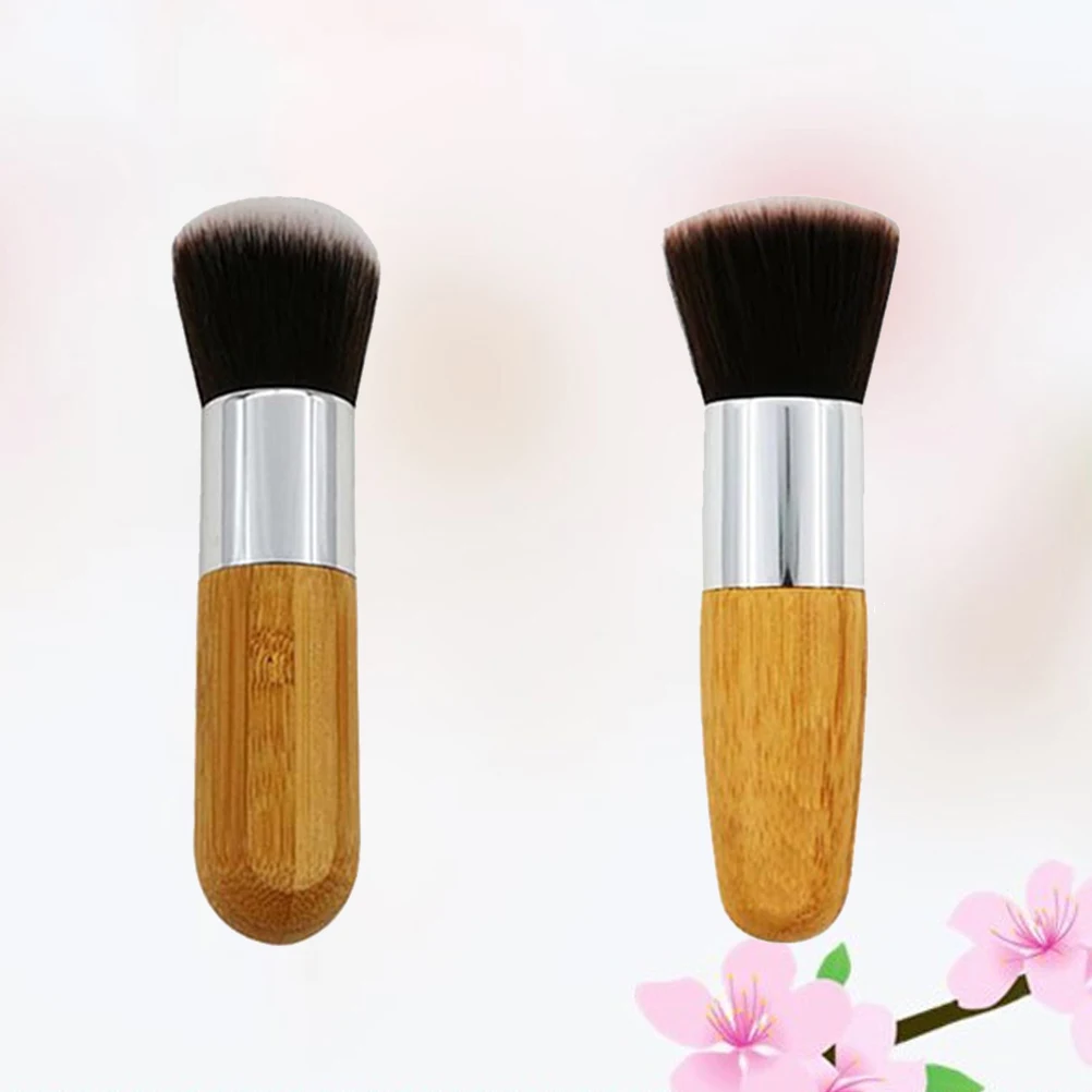 

2pcs Makeup Set Foundation Brush Mutifunction Brush Makeup Tools(Flat and Round Head Brush)