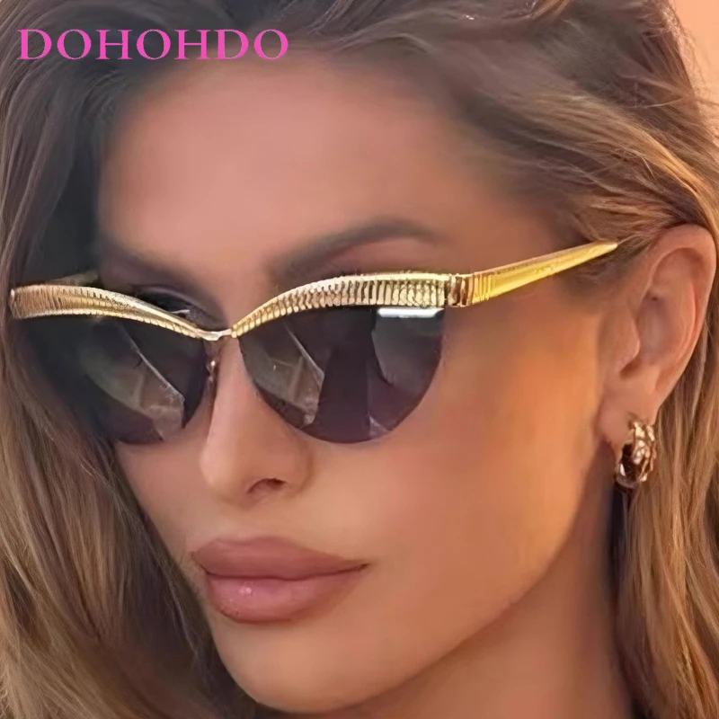 Luxury Designer Metal Cat Eye Sunglasses Women Men Trend Brand Designer Outdoors Street Photography Party Sun Glasses UV400 Очки