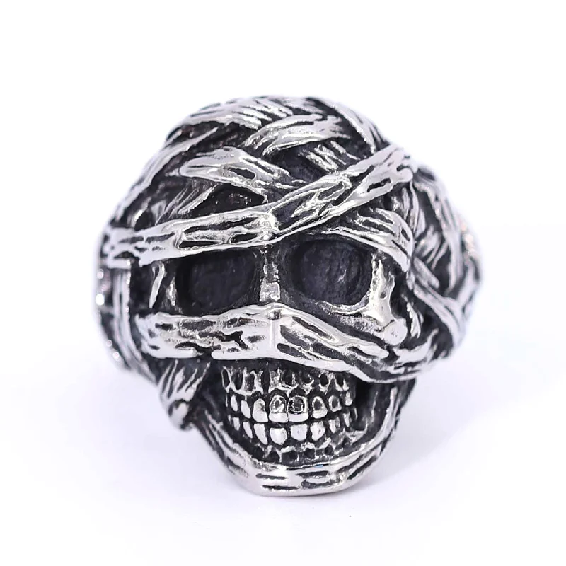 Nordic Viking Gothic 316l Stainless Steel Mummy Ring Punk Steampunk Motorcyclist Bandage Skull Biker Jewelry Gifts