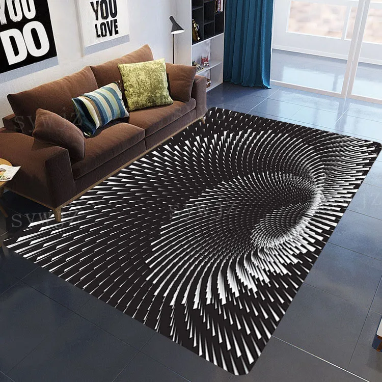 3D Vortex Illusion Carpet Entrance Door Floor Mat Abstract Geometric Optical Doormat Non-slip Floor Mat Living Room Decor Rug