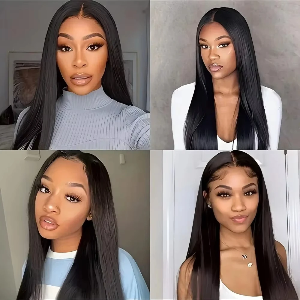 Rambut Lurus 13X4 Renda Transparan Frontal Pra Dipetik 100% Rambut Manusia Garis Rambut Alami 4X4 Penutupan Renda dengan Rambut Bayi