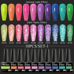 Mtssii 10PCS/12PCS Glitter Reflective Series Nail Gel Polish Set 6ML Sparkling Flash Effect Gel Semi Permanent UV Led Varnish