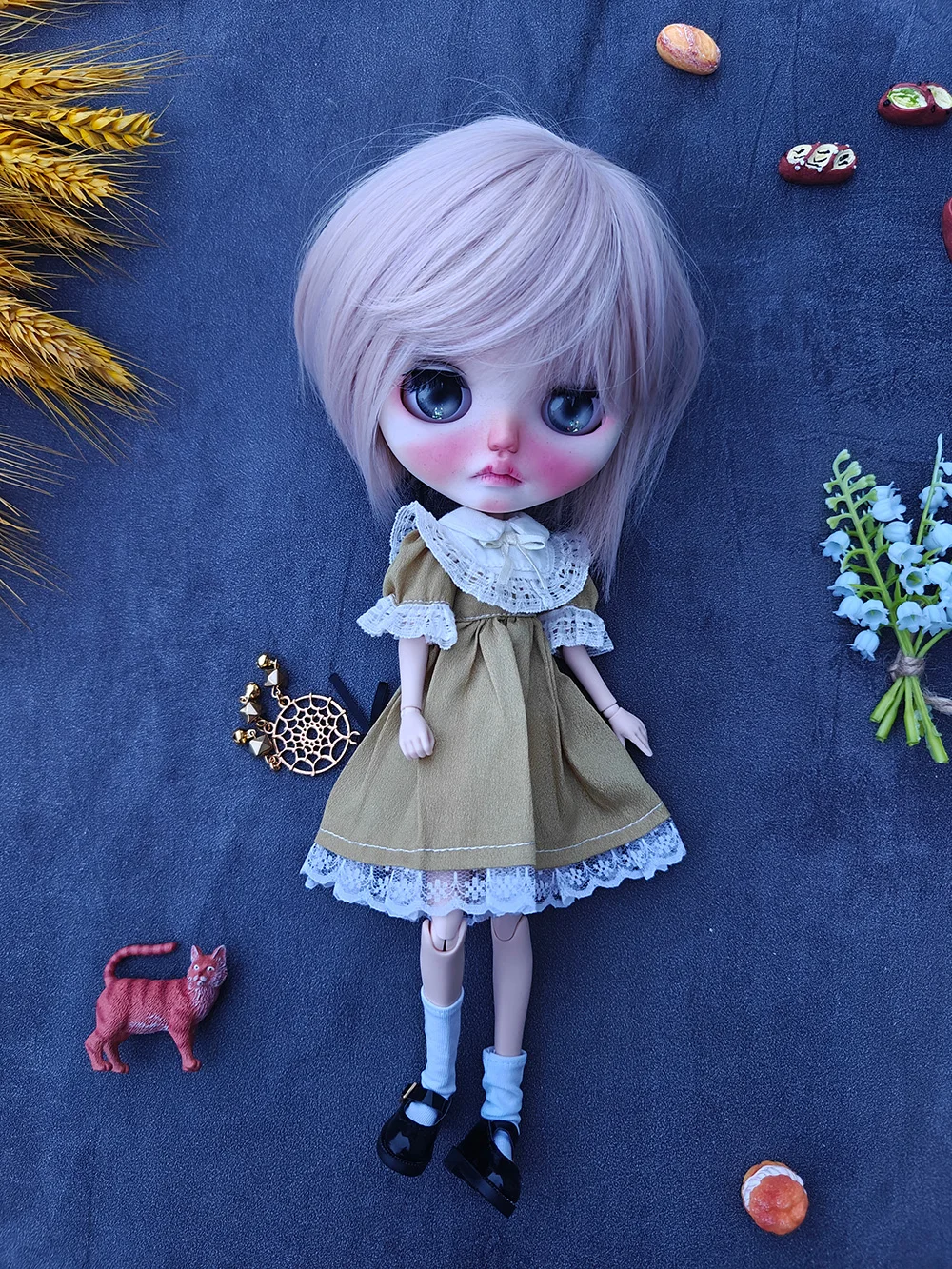 New Blythe doll Clothes Handmade  Barbies Girl  yellow Princess Dress Cute For Ymy Ob24 Ob22 Doll Accessories