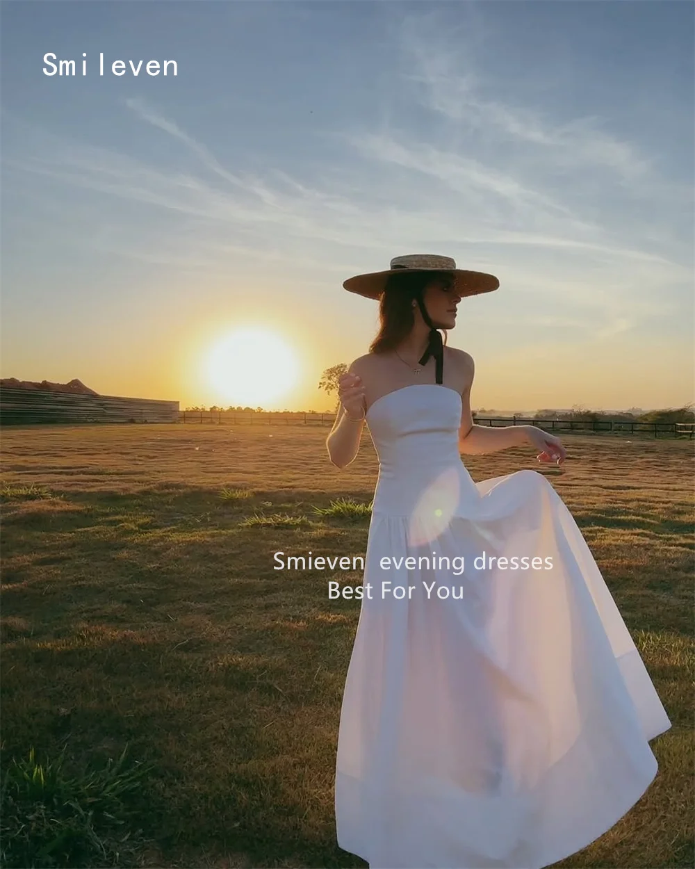 

Smileven Elegant White A Line Prom Dress Simple Strapless Party Gowns Bright And Charming Formal Occassion Dress Customized 2026