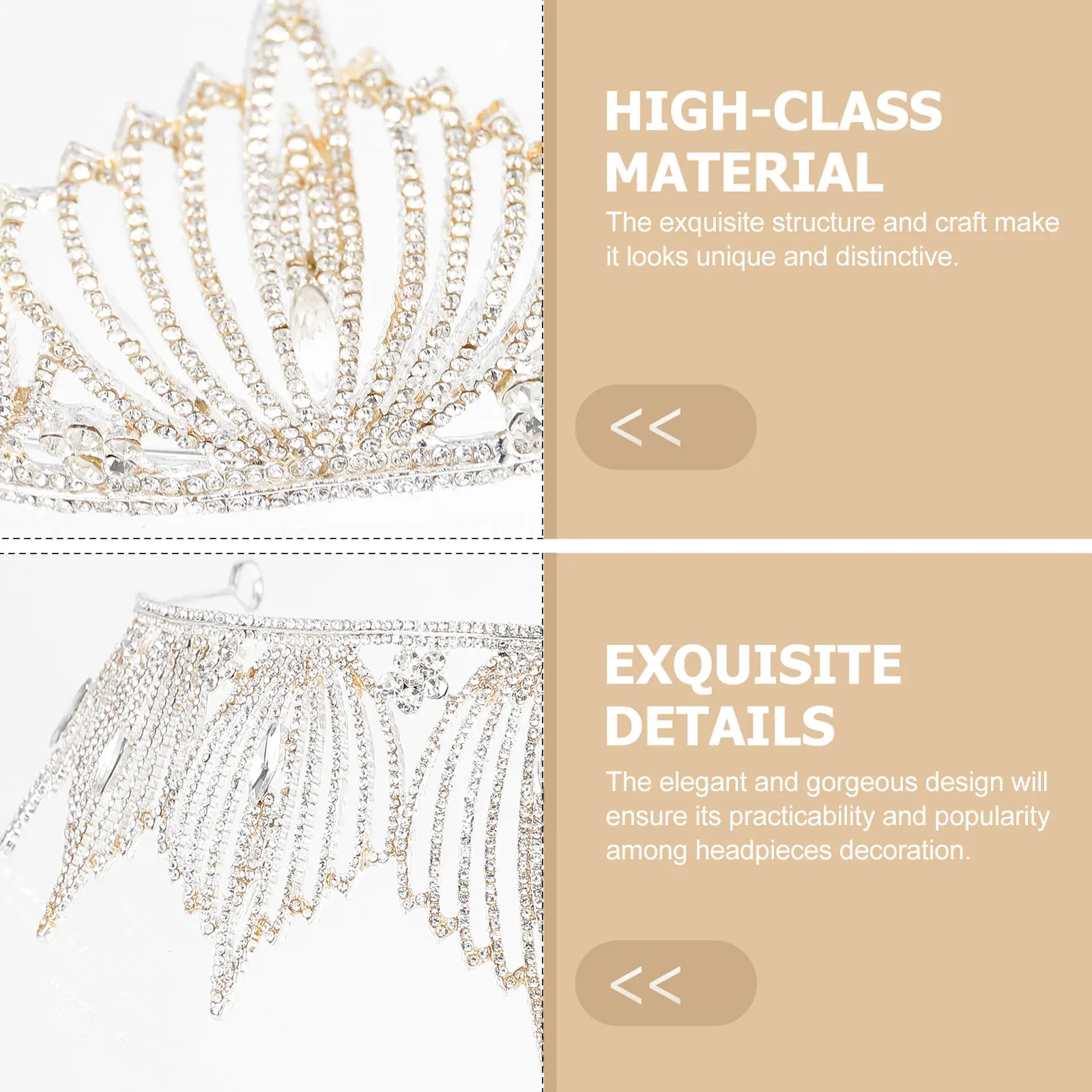 

Rhinestone Crown Elegant Headwear Bridal Wedding Hair Accessories Retro Classic Queen Baroque Glittering Jewelries