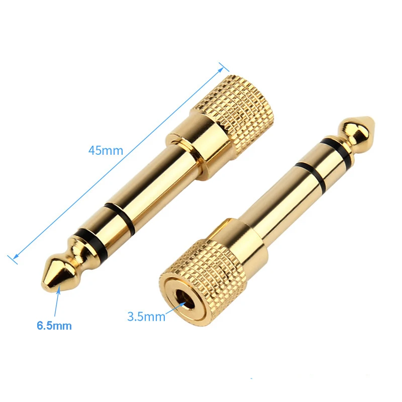 1PCS 6.35mm  Male Plug To 3.5mm  Female  TRS Single/Dual Channel Jack Adapter for Aux Cable Guitar Amplifier Headphone