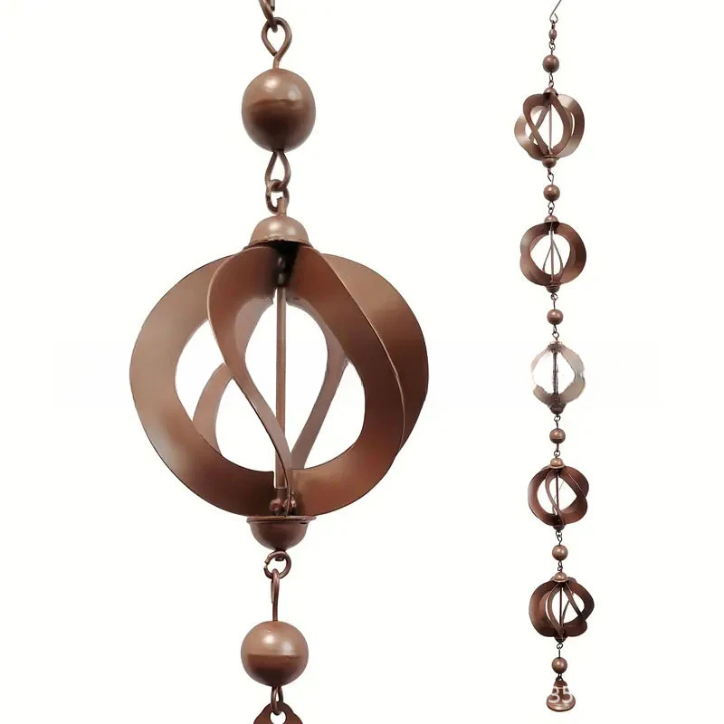 

Декоративная цепь дождевой воды 108 см с колокольчиками, элегантное садовое искусство/звук, высокое качество для функционального управления дождевой водой