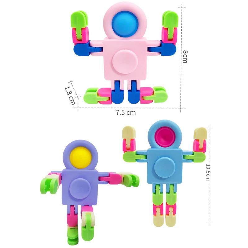 1/3/5pcs Kids Push Bubble Stress Relief Finger Fidget ToySpace Robot Fidget Toys Chain Spinner Antistress Chain Rotating Gifts