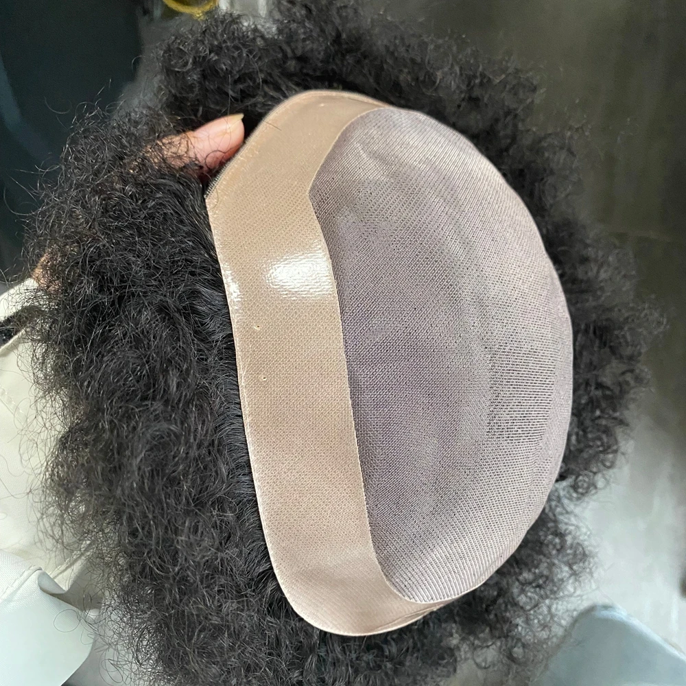 6 مللي متر شعر أفريقي مجعد شعر مستعار للرجال غير قابل للاكتشاف متين أحادي & NPU قاعدة 100% شعر بشري رجل شعر مستعار نظام استبدال الشعر الاصطناعي