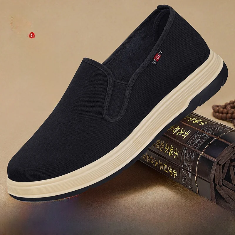 Beijing Men's Cloth Shoes Slip-On Breathable Anti-Slip Middle-Aged And Elderly Soft Bottom Casual Shoes round Toe Flat Heel