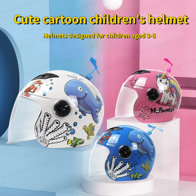 Children Helmet Motocross Full Face Cute Cartoon Helmet Motorcycle Kids Helmets Cycling  Four Seasons Child's MotoSafety Helmet