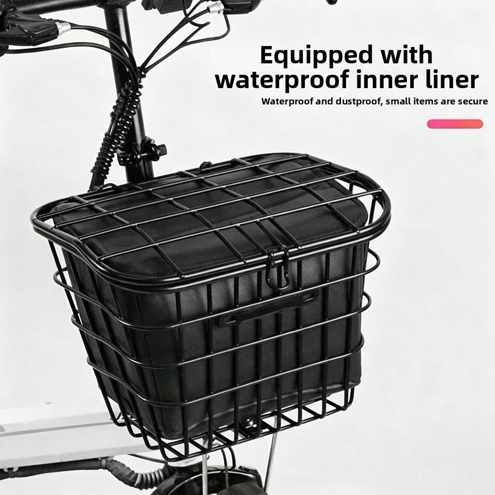 

Large Capacity Folding Electric Vehicle Bag Bracket Type Dustproof Waterproof Mountain Bike Basket With Inner Liner Black