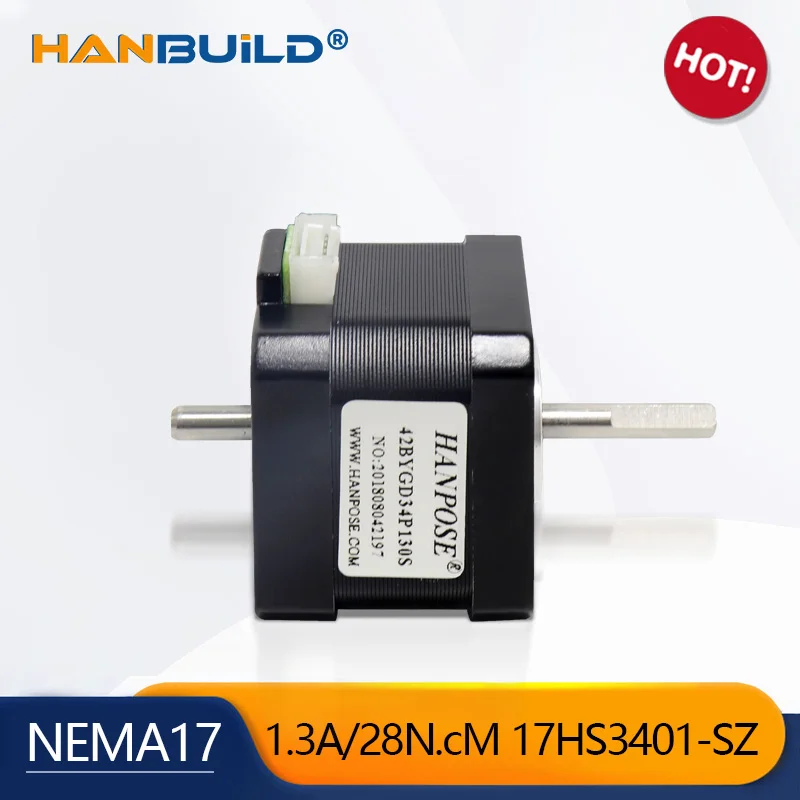 NEMA17 Dual Axis Stepper Motor 28N.cm 1.3A 2 Phase 4 Leads 17HS3401S-SZ 1.8 Degree CNC Engraving Machine 3D Printer Accessories