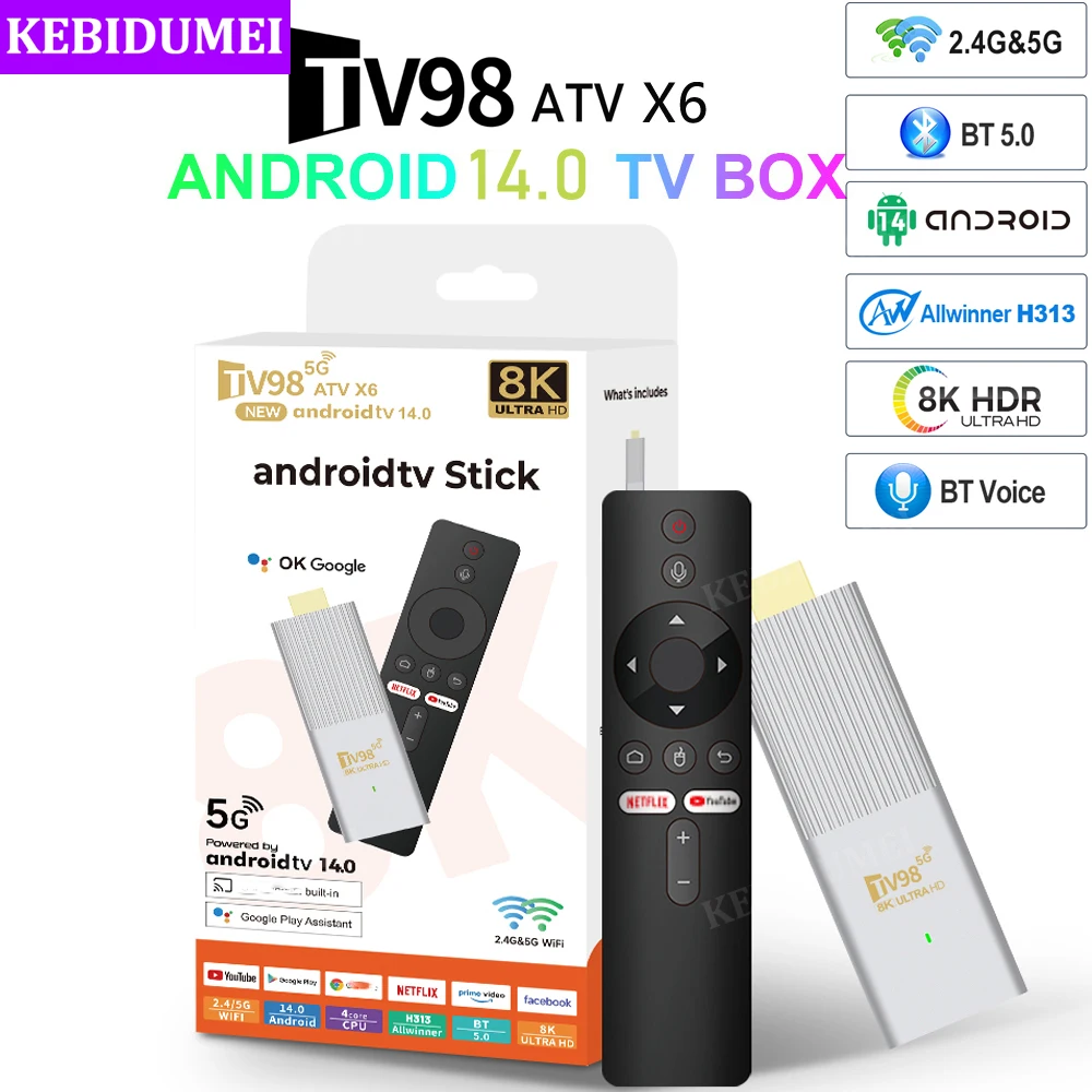 

ТВ-приставка TV98 Mini TV Stick 10 + HDR, 8K, Wi-Fi