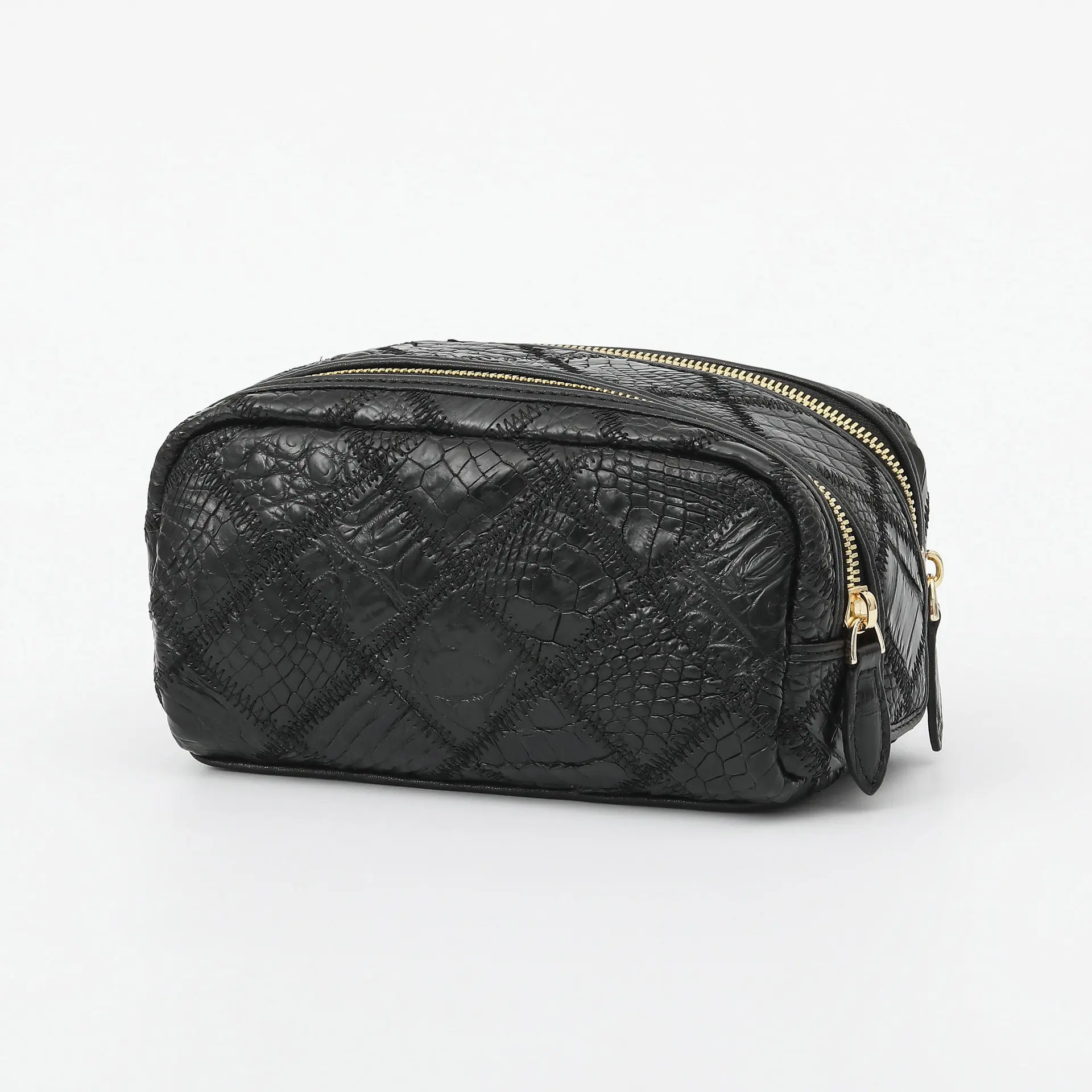 

2025 Crocodile Leather Embroidered Women's Bag Genuine Leather Wash Bag Large Capacity Small Square Bag High-end Makeup Bag 45
