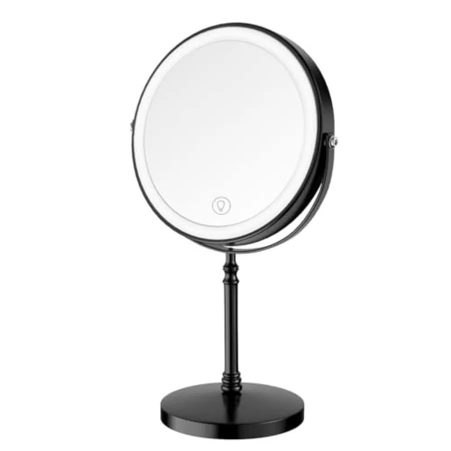 

Rechargeable Double-Sided Magnifying Vanity Mirror with 3000mAh Battery 1X and 10X Magnification 360 Rotatable Design Adjustabl