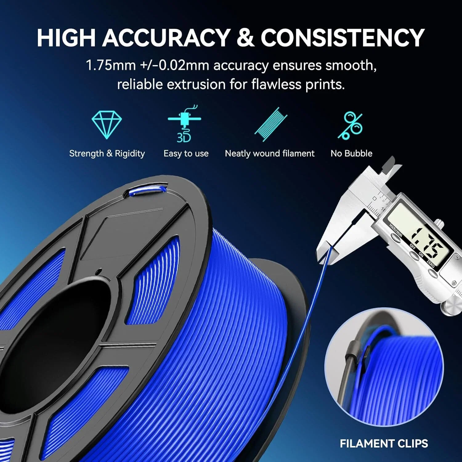 JAYO 3D PETG/HS PETG/PLA Classic Printer Filament 1.75MM 6Rolls High Strengthc No Bubble Neatly Wound for FDM DIY Gift Material