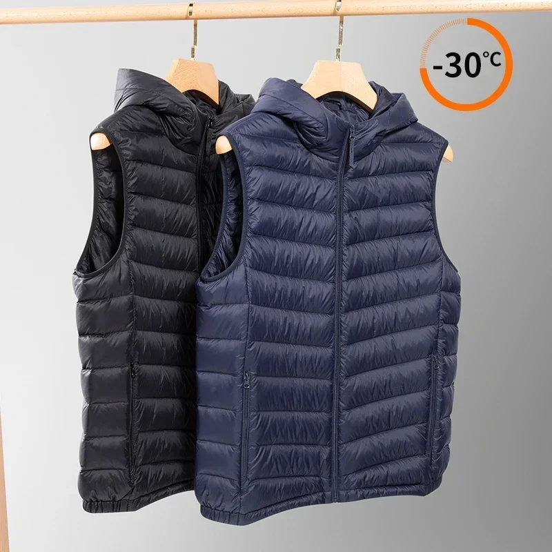 YEAE-gilet in piuma d'anatra per uomo, giacca senza maniche con cappuccio, cappotto sportivo caldo, cappotto Casual all'aperto