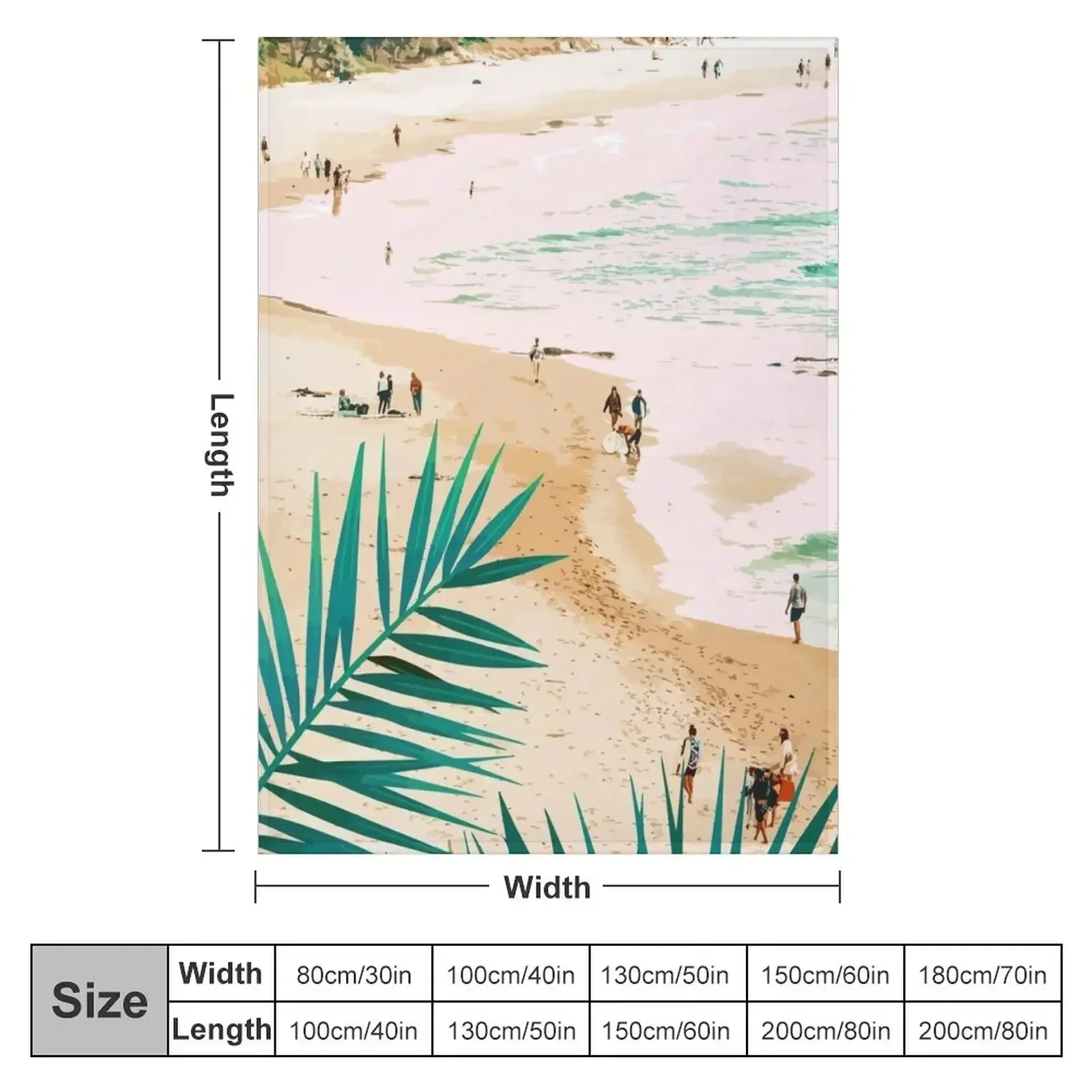 Beach Weekend | Pastel Ocean Sea Tropical Travel | Scenic Sand Palm People Boho Vacation Throw Blanket Quilt For Baby Blankets