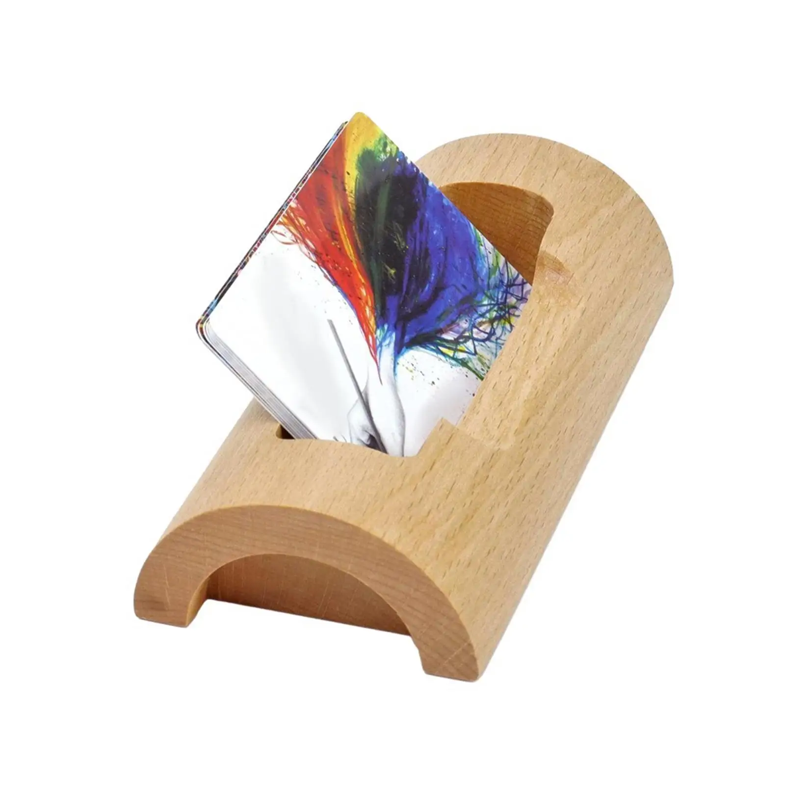 Desk Business Card Holder Storage Rack Wooden Business Card Display Holder Stand for Reception Conference Exhibition