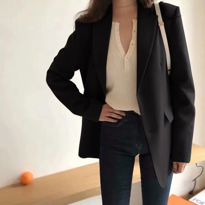 Blazer color caffè da donna 2025 Primavera Autunno Versione coreana del design versatile Senso Studenti senior Abito da donna all'inizio della primavera