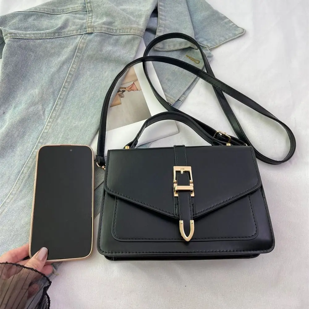 Solid Color Messenger Shoulder Bag Stylish PU Leather Crossbody Bag Sling Bag Women Ladies