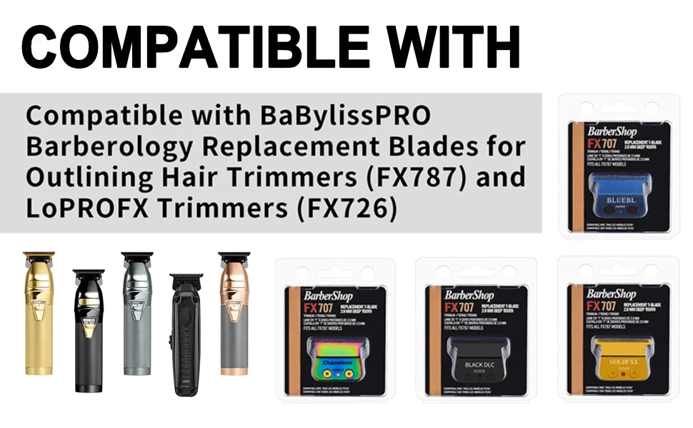 2 Packungen FX707Z bunte DLC-Ersatzklingen, kompatibel mit BaByliss Barberology FX787 & FX726 Trimmerklinge, DLC 2.0 – Detail 5