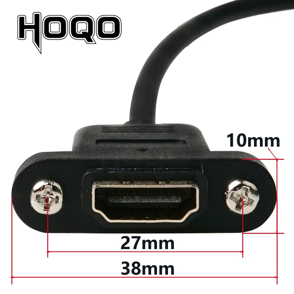 HDMI-compatible 90 Degree Right Angle HDMI Panel Mount socket Extension Cable Screw HDMI Female to Male Panel Connector Cord