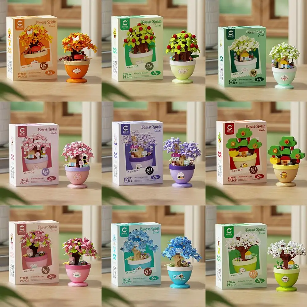 

Potted Flower Building Block Toys Flower Succulents Building Blocks Decoration Everlasting DIY Kids Toys Birthday Christmas Gift