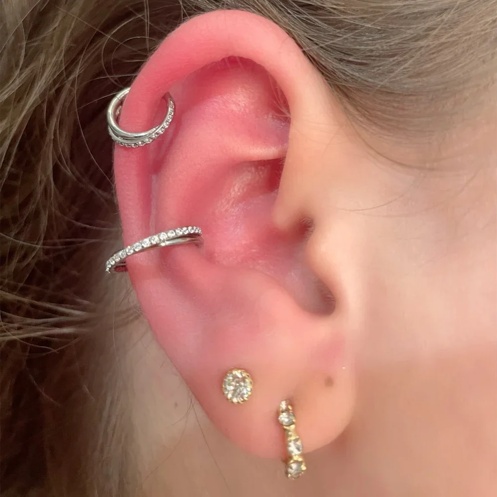 Piercing Nose Ring F136 Titanium Piercings Daith Earring 16G Hoop Septum CZ Clicker Hinged Segment Ear Cartilage 6/8/10/12mm