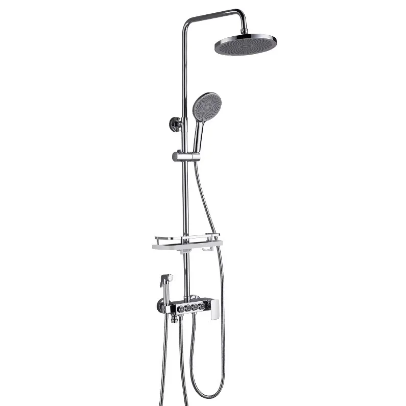 

All copper, shower set 304 stainless steel, constant temperature rain nozzle, pressurized.