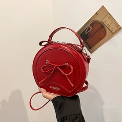 PU Zipper Fashion  Small Round Bun Women's Shoulder Bags 2024 Versatile New Solid High Quality Sewing Thread Trend Crossbody Bag