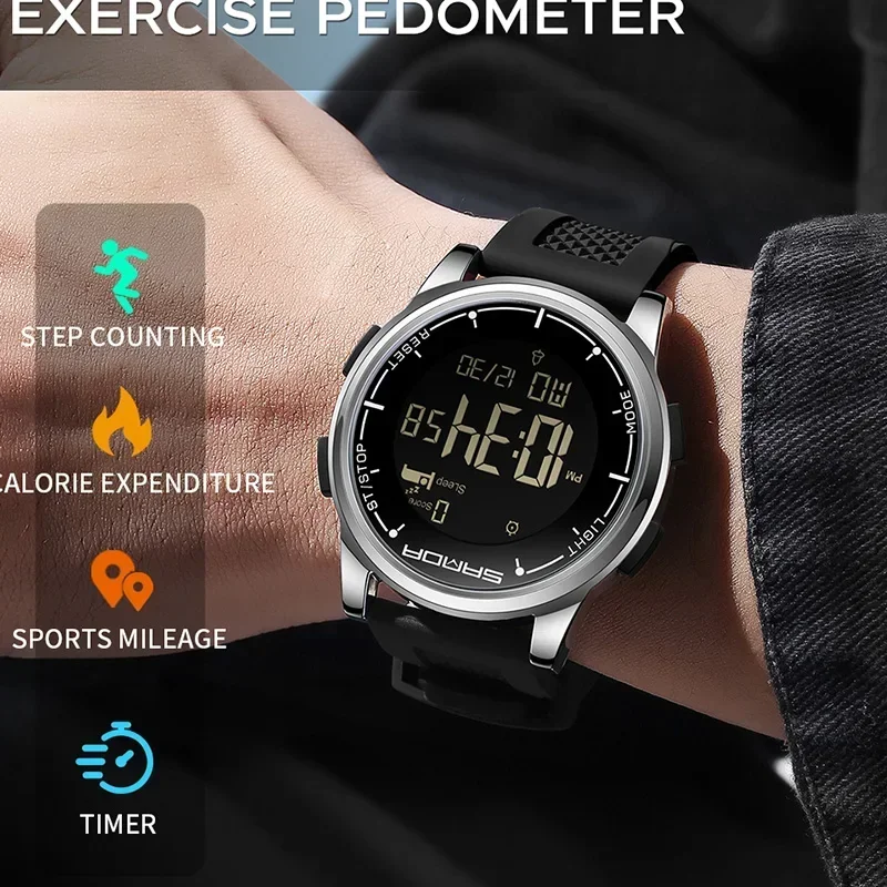 SANDA Men's Watch Outdoor Sports Electronic Clock Calorimeter Stepper Electronic Watch Sleep Smart LED Digital Men's Wristwatch