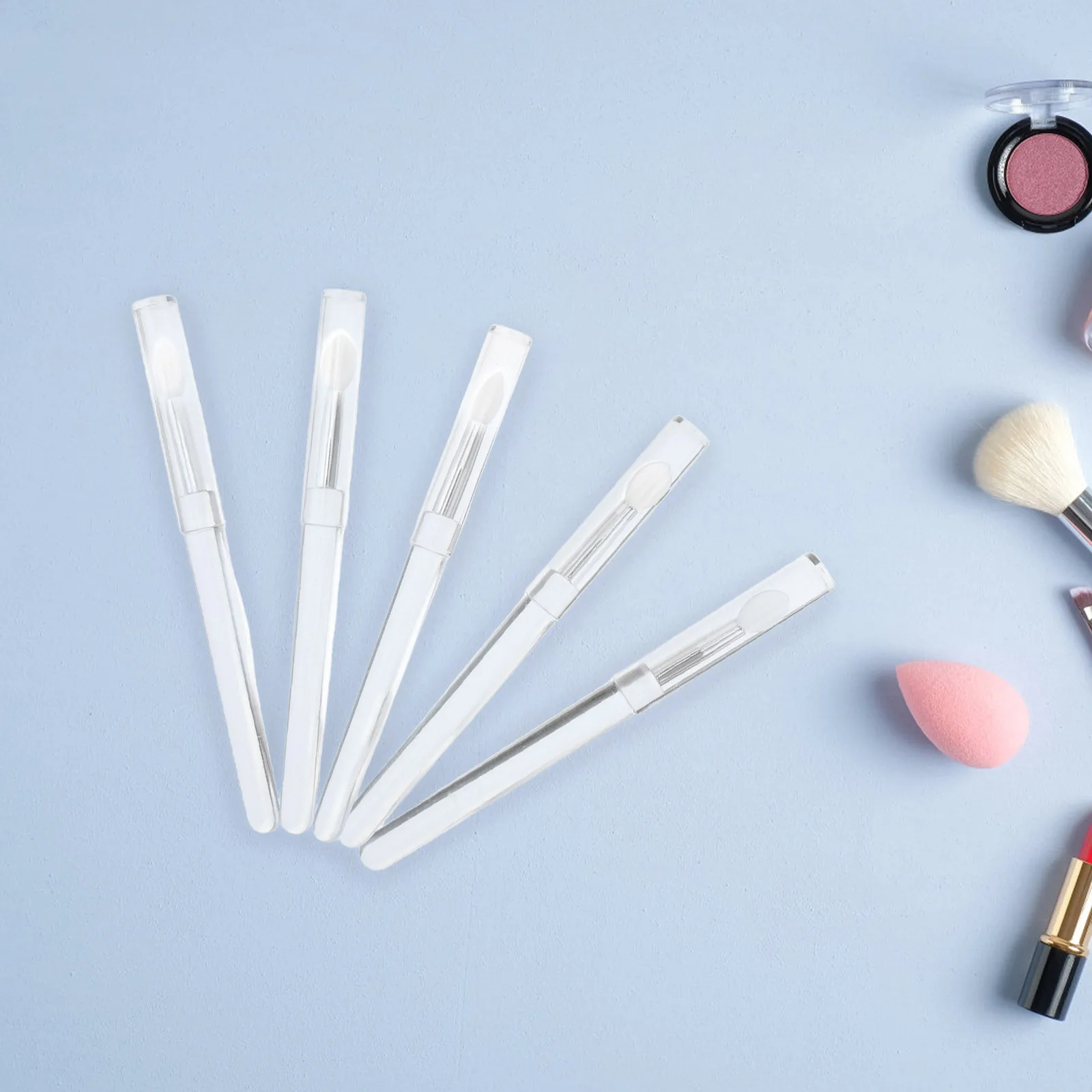 5Pcs Transparent Rod Silicone Makeup Brushes Soft Head Lipstick Wands Eyeshadow Applicators Portable Tools for Blending