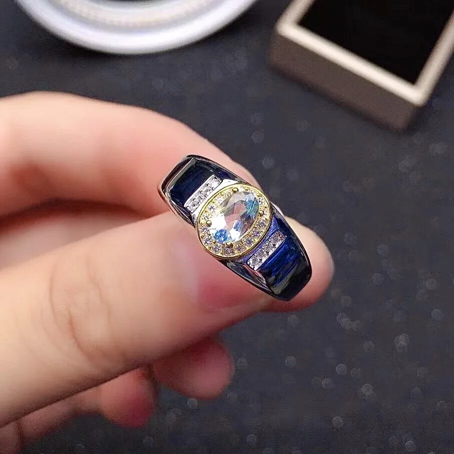 

4mm*6mm 100% Natural Aquamarine Ring for Daily Wear Classic 925 Silver Gemstone Ring Fashion Aquamarine Jewelry