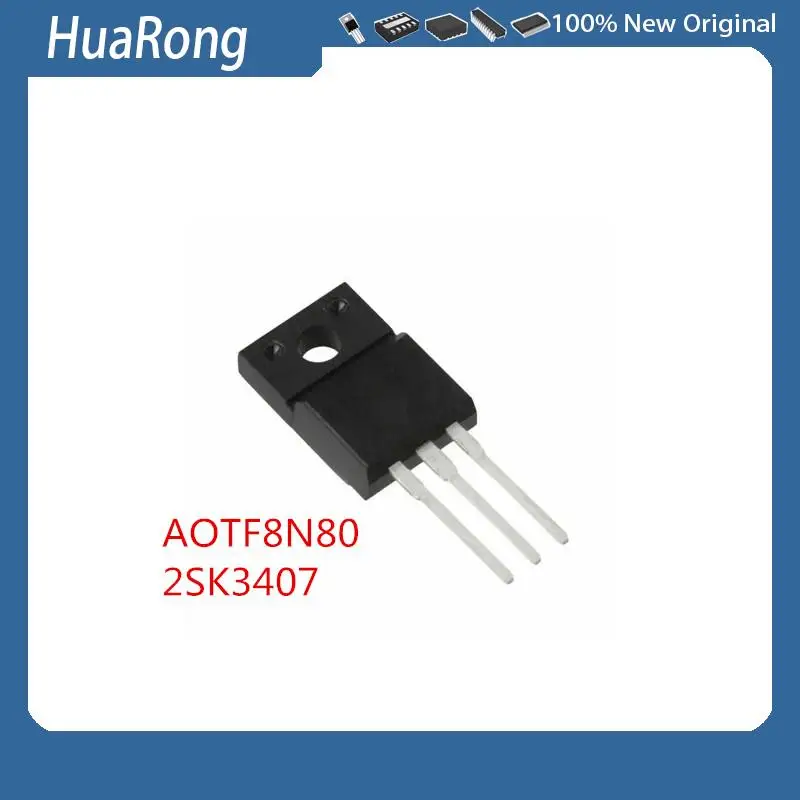 5Pcs/Lot  AOTF8N80 TF8N80   800V 7.4A     2SK3407   TO-220F