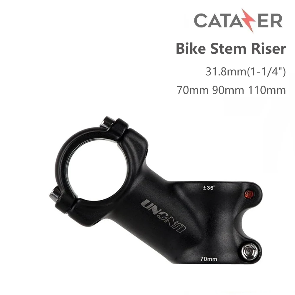 CATAZER Ultralight Bike Stem Riser for 1.25 Inch Handlebar Mountain Road Bike BMX 31.8mm Bike Stem 35 Degree 70mm 90mm 110mm