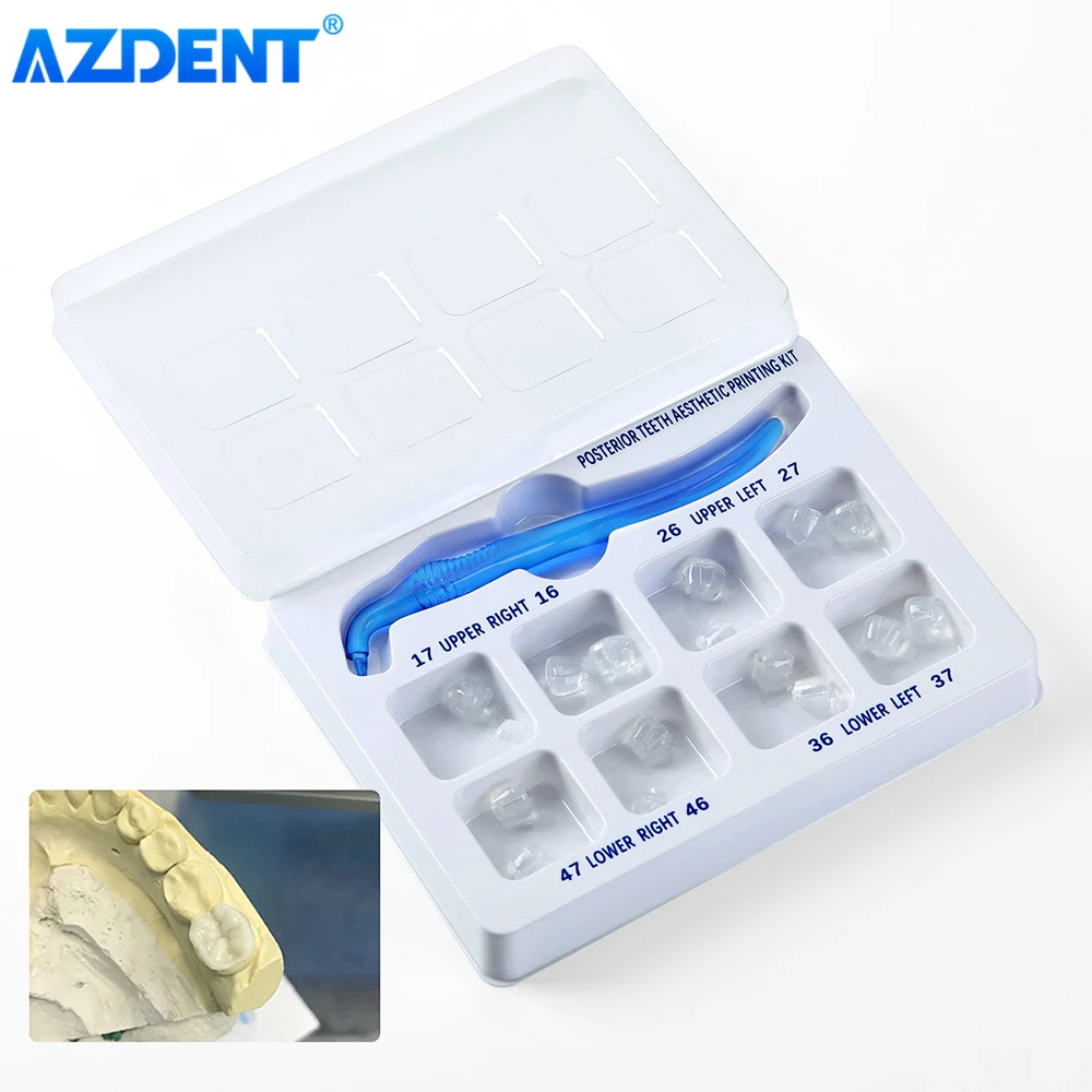 Dental Posterior Teeth Aesthetic Printing Kit AZDENT 1 Tool with 16 Teeth Mould Dentistry Material for Dentists